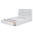 thumbnail image 6 of Queen Size Hydraulic Platform Bed with Headboard Storage and 2 Drawers, Lift up Storage Bed with Charging Station and LED, Solid Wood Bed Frame for Living Room, No Box Spring Required, White, 6 of 7