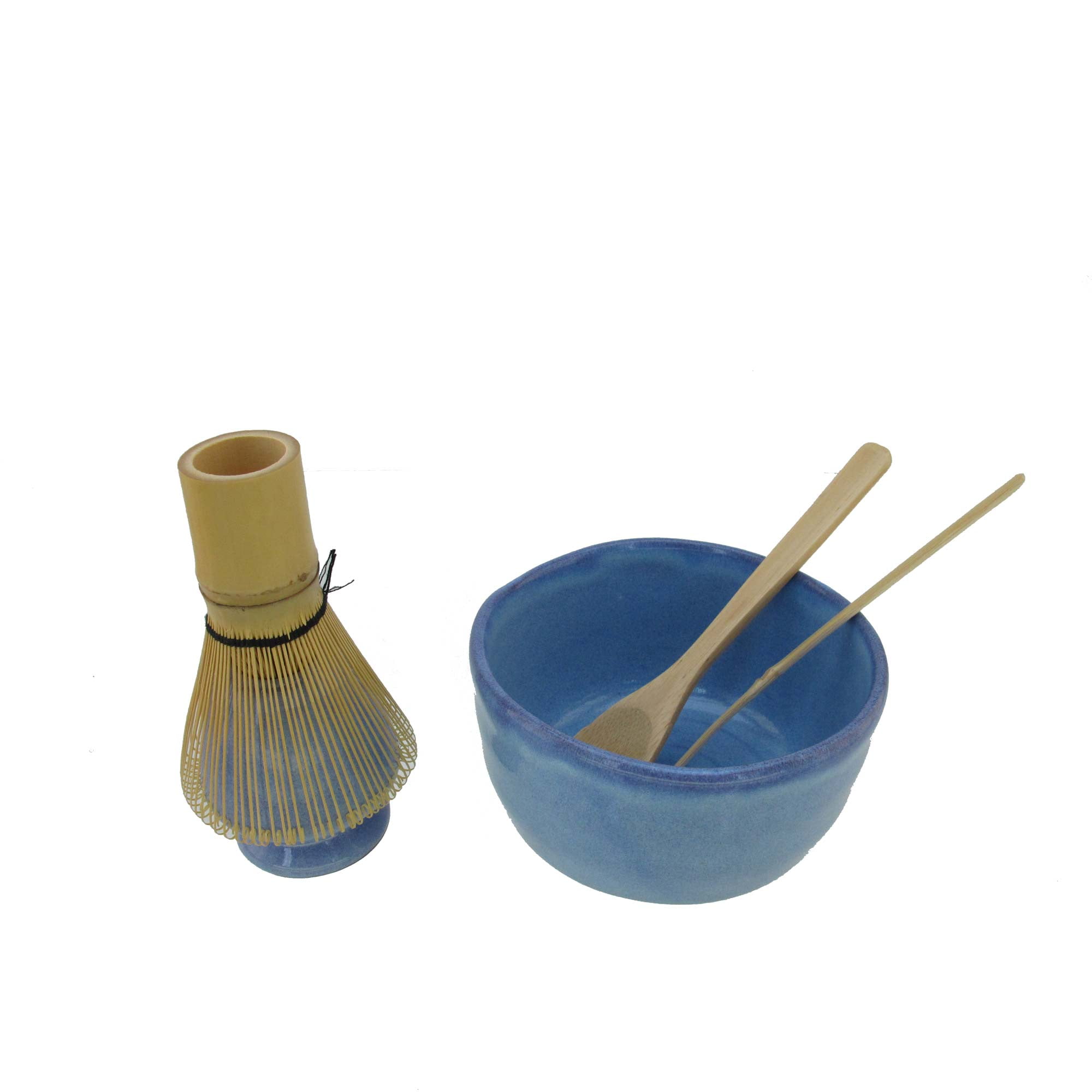 Matcha Bowl Set 1 Set Shimmering Blue by BambooMN Includes Bowl, Rest,Tea Whisk, Chasaku, & Tea Spoon BambooMN Brand 