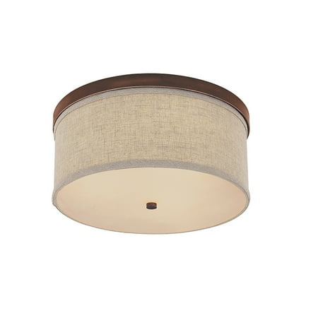 - Capital Lighting Midtown - Three Light Flush Mount, Burnished Bronze Finish with Tan Fabric Shade