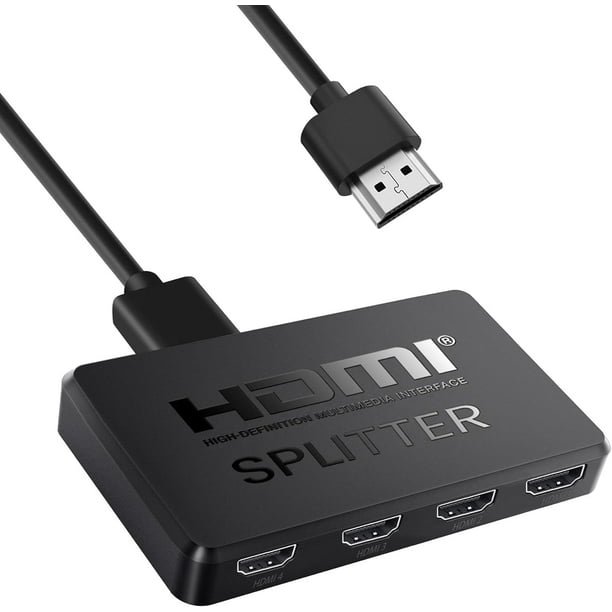 KSRplayer Divisor HDMI 1 Entrada 4 Salidas, Soporte de Divisor HDMI de 4 Puertos 3D 4K 30HZ, Divisor HDMI 4K 1x4