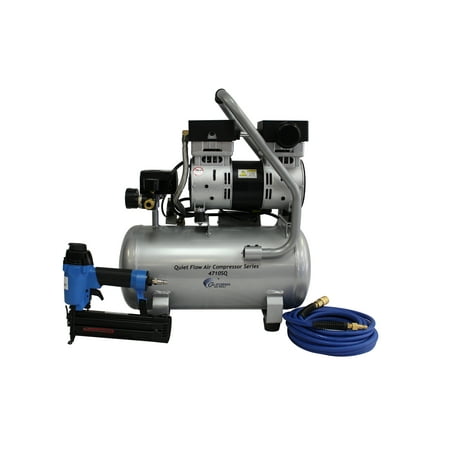 California Air Tools 4710SQGK18 Quiet Flow 1.0 Hp, 4.7 Gal. Steel Tank Air Compressor with Nail Gun (Best Compressor For Hvlp Spray Gun)