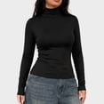 thumbnail image 5 of jjayotai Women's Turtleneck Long Sleeve Shirts Slim Fit Tops | Soft Layering Undershirt Casual Basic Tee Fall Winter Tops, Lightweight Base Layer, 5 of 6