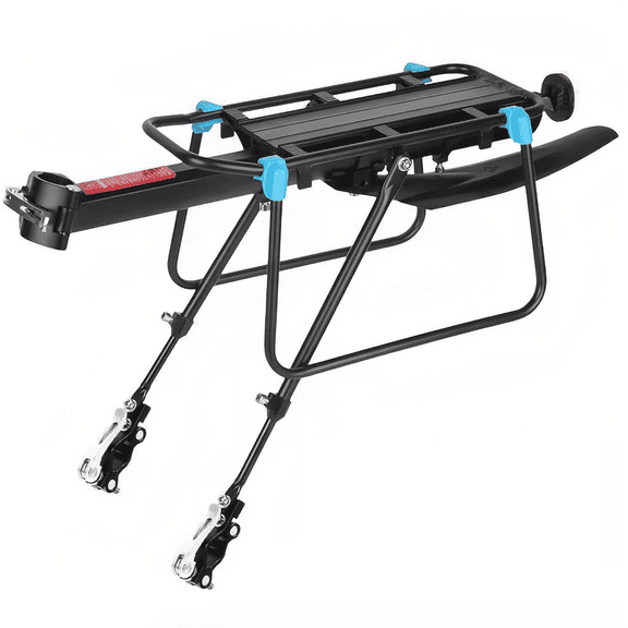 Meilimei Rear Bike Rack Full Quick Release Aluminum Alloy Adjustable Bicycle Cargo Rack with Fender Board, Reflector and Elastic Rope 110lbs Capacity, Black