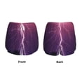 thumbnail image 5 of Vsdgher Thunderstorm Violet Purple Print Women's Running Double Layer Shorts High Waisted with Pockets Elastic Yoga Workout Athletic Gym Sports, 5 of 8