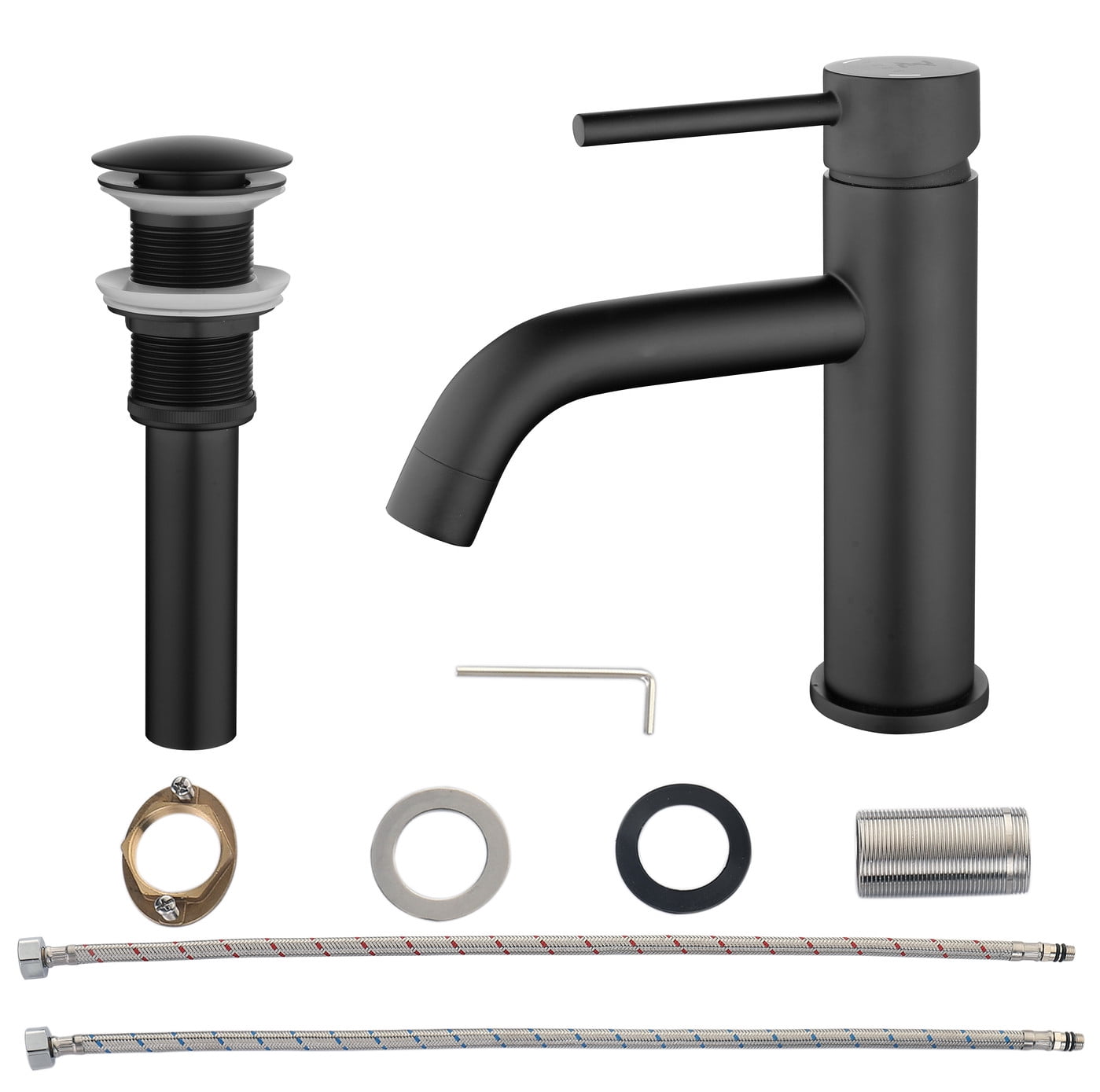 YZZY Brass Bathroom Faucet Black Single Hole Vanity Sink Faucet Modern Single Lever Handle Bathroom Basin Faucet