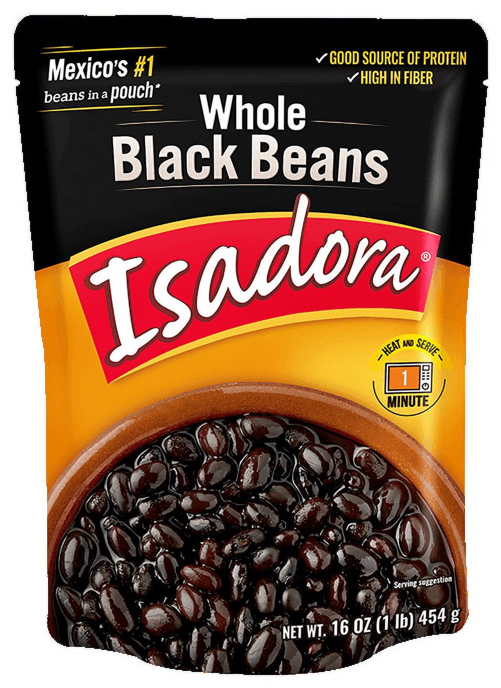 (12 pack) Isadora Whole Black Beans in a Pouch, 16 oz