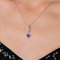 thumbnail image 3 of Gem Stone King 925 Silver and 10K Yellow Gold Purple Amethyst and Lab Grown Diamond Pendant Necklace for Women | 0.85 Cttw | Gemstone February Birthstone | Heart Shape 6MM | With 18 inch Chain, 3 of 6