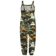 thumbnail image 4 of Jumpsuits For Girls 7-8 Halloween Sleeveless Pumpkin Print Casual Spaghetti Strap Loose Romper Long Pants with Pockets Toddler Girls Clothing Z0E-Dark Green, 3-4 Years, 4 of 5