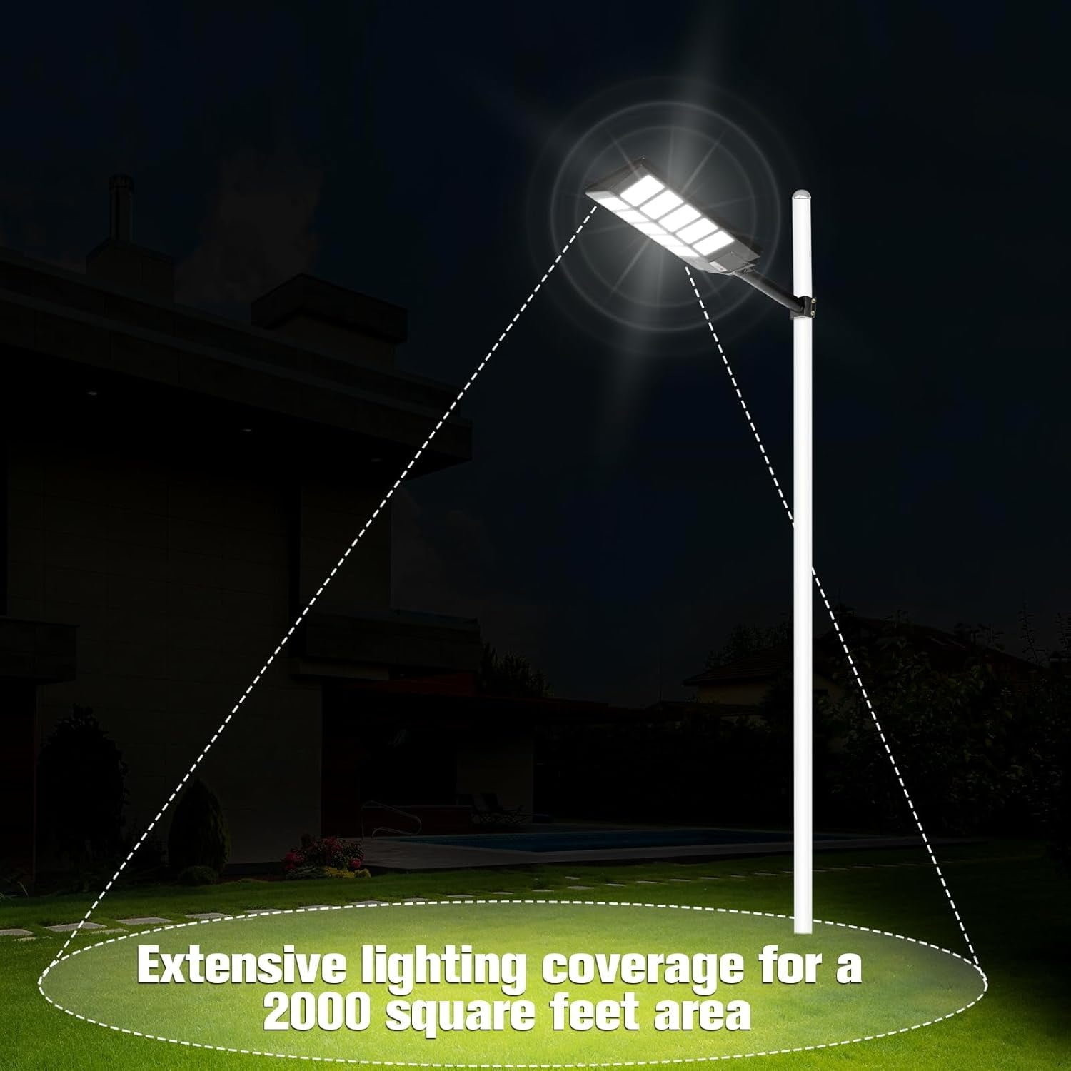 HOODINK Solar Street Lights Outdoor,  Motion Sensor Security Flood Light IP44 Waterproof, 800 LED Solar Flood Light, Remote Control, Dusk to Dawn for Garden,Yard, Driveway, Garage