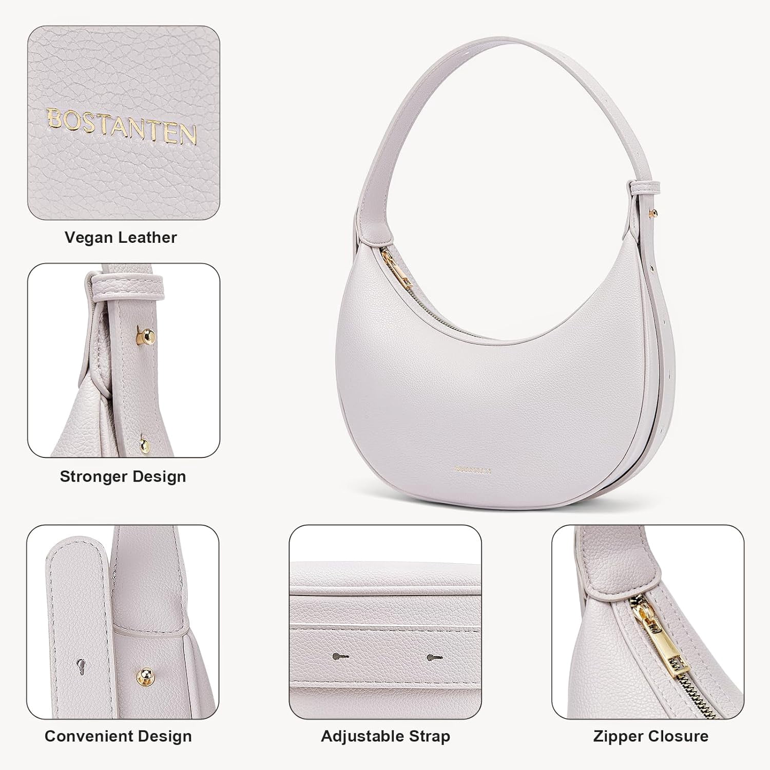 Crescent Shoulder Bag for Women Trendy Crossbody Hobo Purse Vegan Leather Clutch Handbag Adjustable Strap