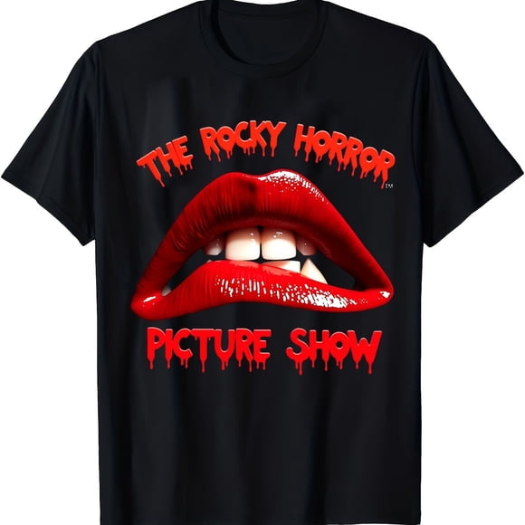 Rocky Horror Picture Spectacle Lips Toutes Saisons T-Shirt à Col Rond à Manches Courtes Imprimé d'Un Seul Côté