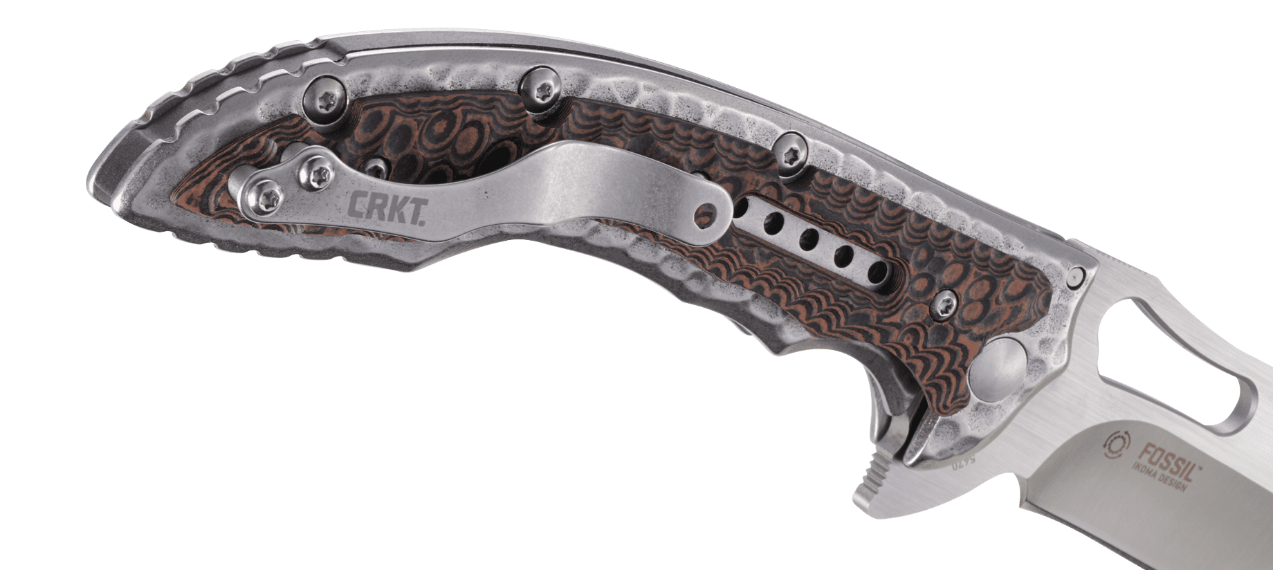 CRKT Fossil Folding Pocket Knife, 3.96" Satin Stainless Steel Blade, Frame Lock, EDC Knife with Textured Handle – Model 5470