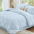 thumbnail image 2 of Sasttie Queen Size Comforter Set, 7-Piece Bed in a Bag, Pintuck Bedding Sets for All Season, Light Blue, 2 of 8