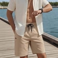 thumbnail image 5 of Men's Solid Color Casual Drawstring Elastic Waist Lightweight Summer Shorts with Side Pockets, 5 of 5