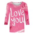 thumbnail image 4 of Outfmvch oversized tshirts for women workout tops for women Love Heart Grahic Valentines Day Shirts 3/4 Sleeve Pullover Blouse heart sweater for women Three Quarter Sleeve Valentines Tops Pink 1 M, 4 of 4