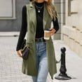 thumbnail image 4 of 2025 Women's Sleeveless Suede Long Vest Casual Lapel Open Front Vest Casual Fashion Work Vests with Pockets, 4 of 9