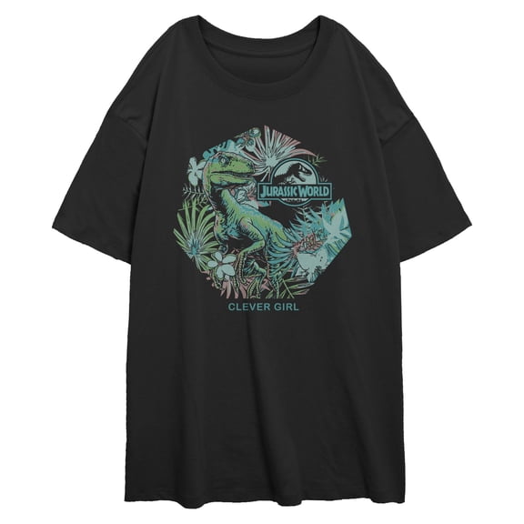 Juniors Jurassic Park Tropical Clever Badge T Shirt