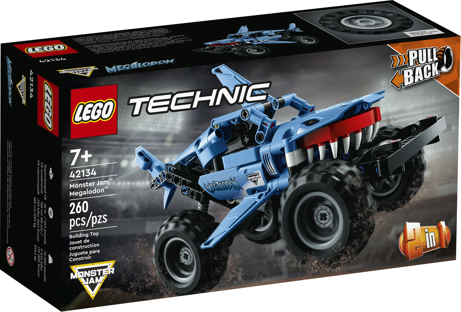 LEGO Technic Monster Jam Megalodon 42134 2 in 1 Pull Back Shark Truck to Lusca Low Racer Car Toy, 2022 Series, Set for Kids, Boys and Girls 7 Plus Years Old - image 4 of 10