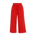 thumbnail image 3 of Outfmvch Wide Leg Pants Linen Wide Leg Wide Leg Sweatpants Women Lounge Pants Women High Waisted Flowy Palazzo Pant Baggy Pants Contrast Side Stripe Sweatpants Women Linen Pants Red L, 3 of 3