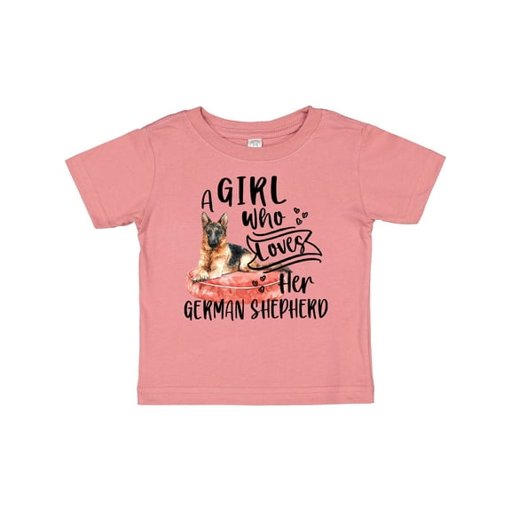 Inktastic A Girl Who Loves Her German Shepherd Boys or Girls Baby T-Shirt