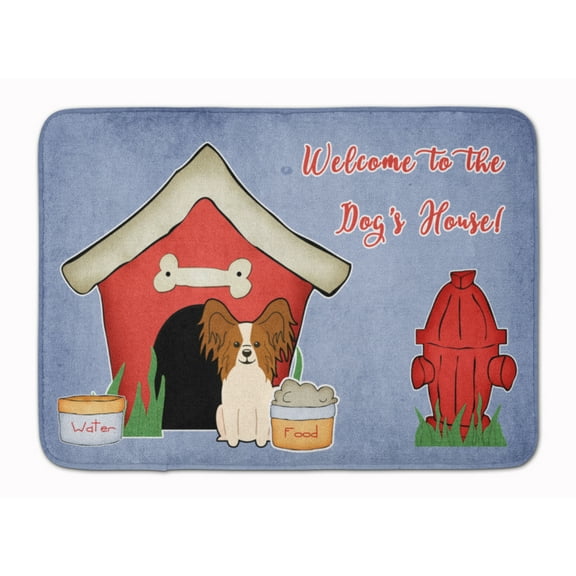 Dog House Collection Papillon Red White Machine Washable Memory Foam Mat