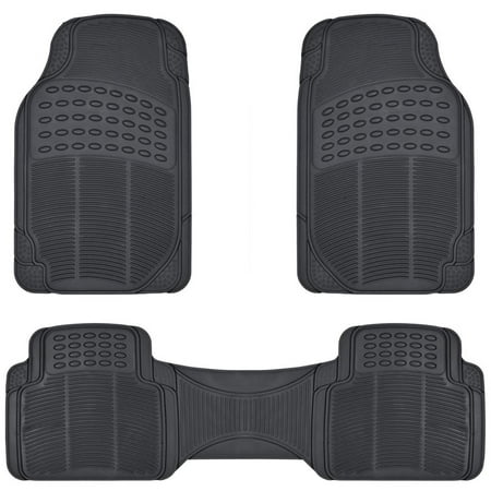 BDK All Weather Solid Rubber Trimmable Front and Rear 3-Piece Universal Car Van Truck Floor Mats (Best All Weather Mats)