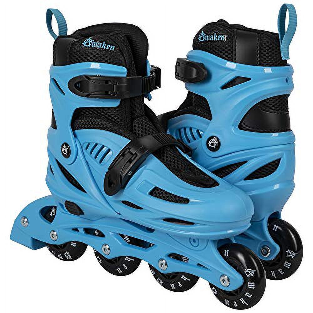 Awaken Adjustable Size Inline Roller Skates Kids Youth Boys Girls Youth (Youth 13- Kids 3, Azure Blue)