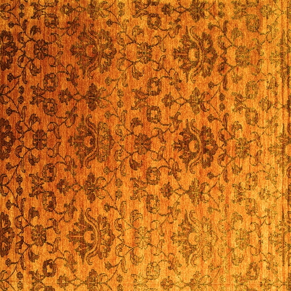 Ahgly Company Machine Washable Indoor Square Abstract Yellow Contemporary Area Rugs, 6' Square