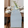 thumbnail image 4 of ERUNPONLY Blue Striped Table Runner - 90 Inch Long Modern Simple Farmhouse Beige Vintage Cotton and Linen Blended Dress Scarves Farmhouse Table Runner for Kitchen Dining, Coffee Table, 13"x90", 4 of 8