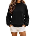 thumbnail image 4 of Warop Oversized Sweatshirt for Women Waffle Knit Solid Color Crewneck Long Sleeve Casual Pullover Tops, 4 of 8