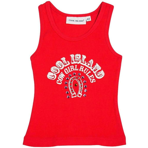 Cool Island Girls Cotton Sleeveless Jeweled Shirt Top 9625-5 (red)