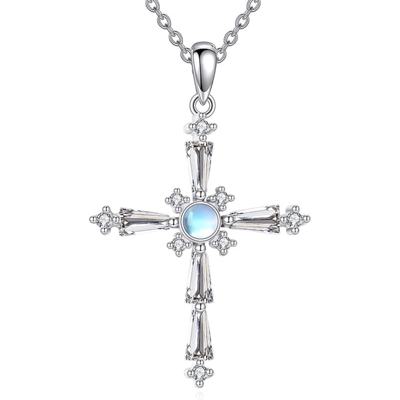 Cross Necklace for Women Crystal Cross Pendant 925 Sterling Silver Necklace Cross Jewelry Gift for Women