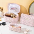 thumbnail image 2 of Set de maquillaje UUYUUY de algodón acolchado, 3 unidades, para mujer, rosa y floral, 2 of 7