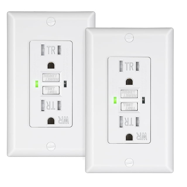 Salida GFCI DEWENWILS de 15 amperios, paquete de 2 unidades, resistente a la intemperie, color blanco