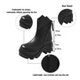 thumbnail image 4 of Womens Punk Black Wide Mid Calf Platform Boots Gothic Leather Chunky Zipper Riding Combat Short Ankle Booties, 4 of 8