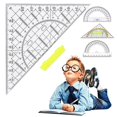 thumbnail image 5 of Multi-function Durable Measuring Drawing Tools Drafting Tools Plastic Transparent Angle Protractor Triangle Ruler Scale Ruler Set Square 03, 5 of 8