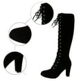 thumbnail image 5 of Fashion Suede Knee High Boots with Side Zipper and Lace Up Design Comfortable Heeled Footwear for Women in Autumn and Winter, 5 of 9