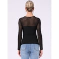 thumbnail image 3 of DARING DIVA Women's Mesh Long Sleeve See Through Sheer Top XS Black, 3 of 6