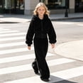 thumbnail image 3 of Mnyotv Girls Zip Fleece Pullover Tops and High Waisted Wide Leg Pants 2Pcs Set Teens Fall Winter Outfits Size 12 Years, 3 of 8