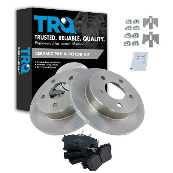 TRQ Rear Brake Pad & Rotor Kit Brake Pads Brake Rotor Ceramic Fits Select 1994-2004 Ford Mustang