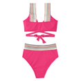 thumbnail image 2 of Bigersell Womens Tankinis Sets with Boy Shorts, Striped Print Two Piece Swimsuits, Soft Cut Padded Tankinis Bathing Suits Swimwear 2 Piece Bikini Sets Pinky M, 2 of 5