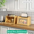 thumbnail image 2 of Bread Box for Kitchen Counter, Large Bamboo Bread Storage Container with Wavy Arcylic Door, Bamboo Wooden Farmhouse Bread Box for Your House (Natural, Medium), 2 of 7