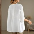 thumbnail image 2 of MIXUE Boho Tops For Women Summer Solid Color V Neck Short Sleeve Loose Fit Casual Tshirts Activewear,White,L, 2 of 5