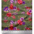 thumbnail image 1 of Soimoi Velvet Fabric Leaves & Floral Printed Craft Fabric by The Yard 58 Inch Wide, 1 of 3