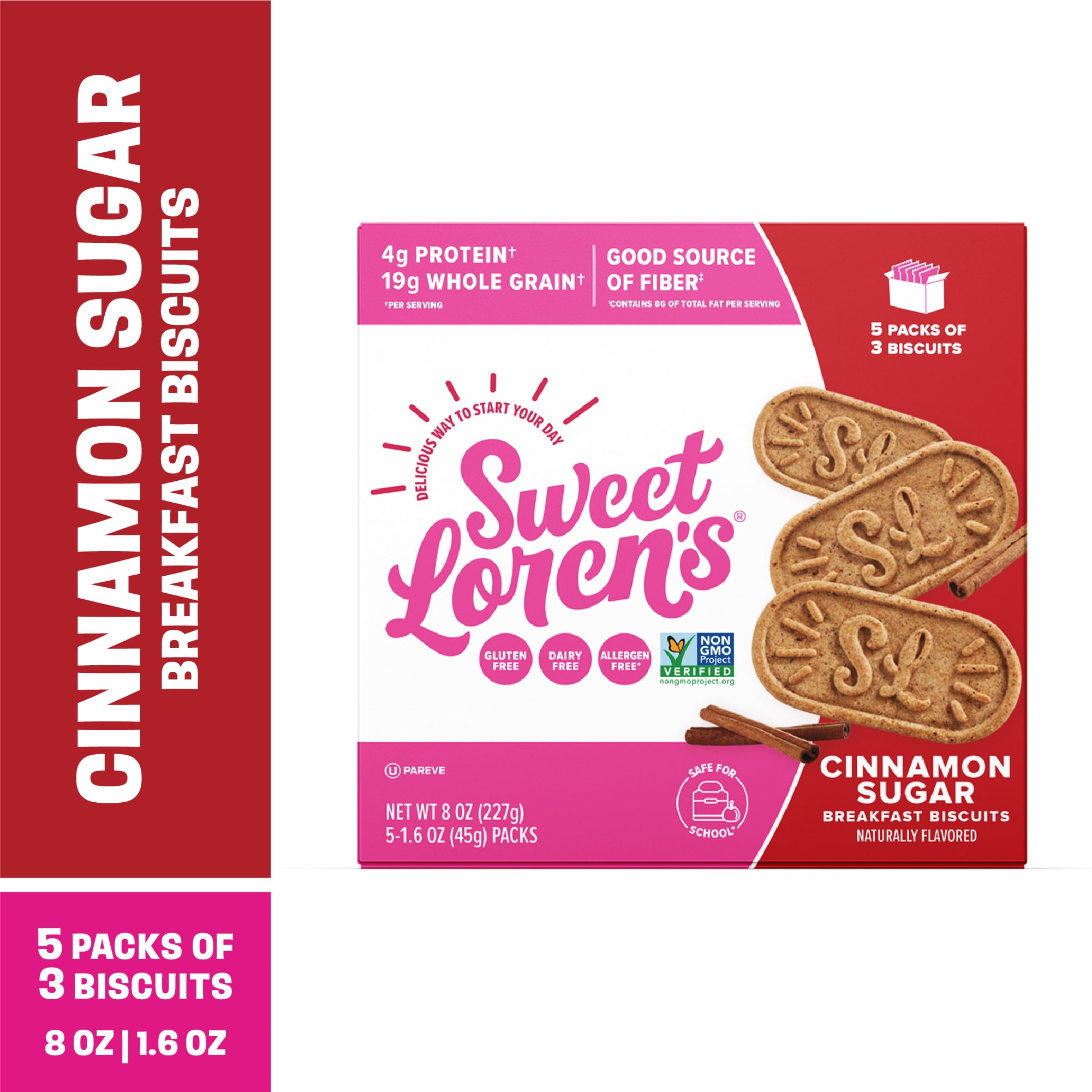 (6 pack) Sweet Loren's Cinnamon Sugar Breakfast Biscuits, Gluten & Dairy Free, 8oz/5ct