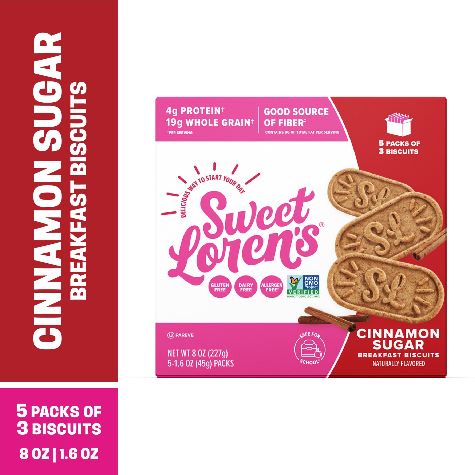 Sweet Loren's Cinnamon Sugar Breakfast Biscuits, Gluten & Dairy Free, 8oz/5ct