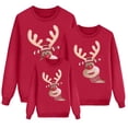 thumbnail image 1 of Aocisk Pyjamas de Noël pour Enfants Famille avec Parent Enfant T-Shirts de Noël Épais Col Rond Doux Imprimé Tête de Cerf Nœud Manches Longues Hauts Blouse Rouge 4-5 Ans, 1 of 3