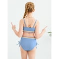 thumbnail image 5 of GYRATEDREAM Girls 2 Piece Swimsuit Woven Color Block Welt Adjustable Straps Swimwear Top High Waisted Bottom Bikini Sets Bathing Suits, 5 of 9
