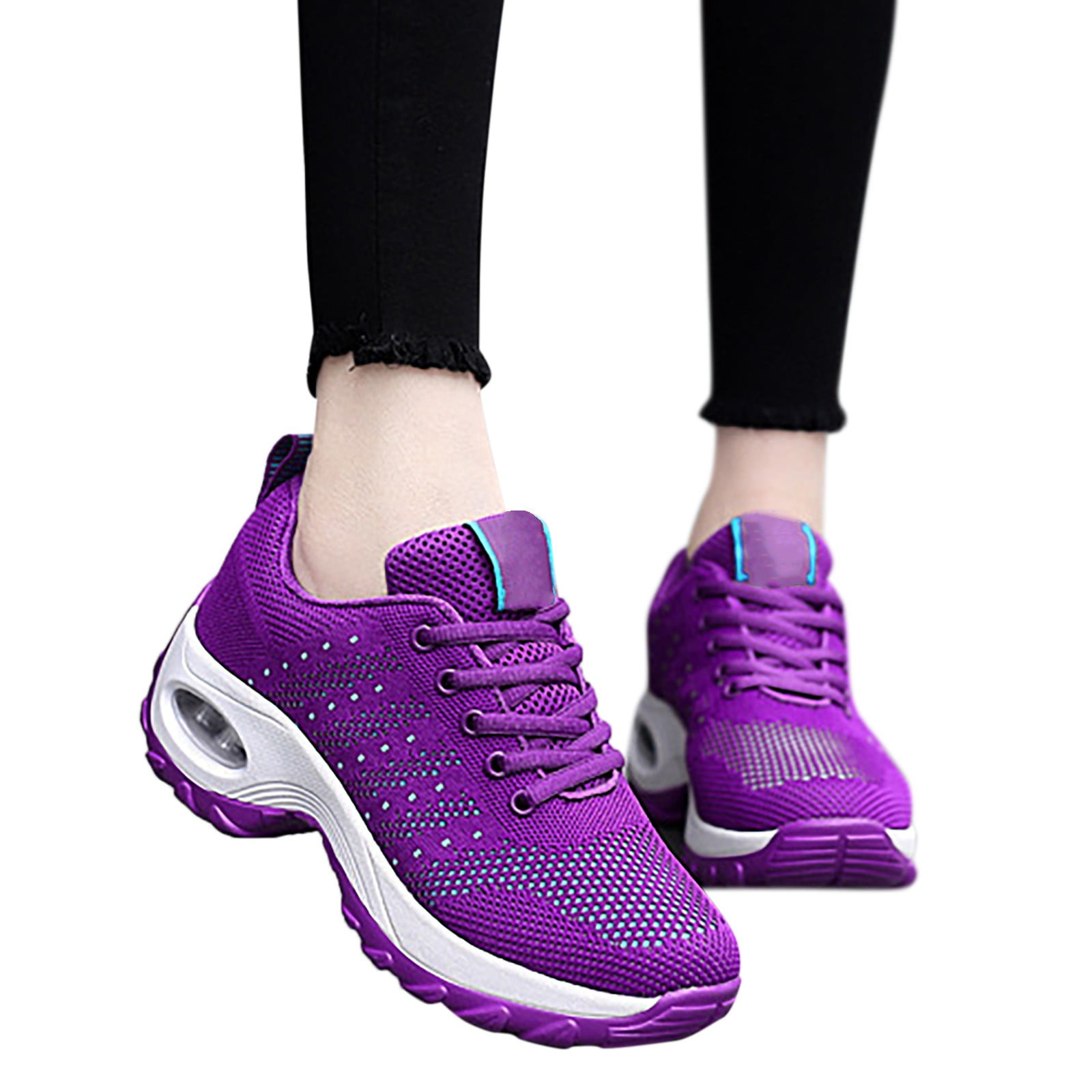 Cathalem Nice Design Women Ladies Breathable Mesh Air Cushion Mesh Casual  Lightweight Soft Bottom Shoes Womens Casual Comfort Purple 8 