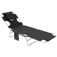 thumbnail image 1 of Outsunny Tanning Chair with Face Hole, 5-Level Folding Lounge Chair, Black, 1 of 9